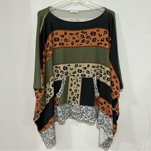 Oddy Boutique Kimono Boho Cheetah Print Relaxed Fit Size Small Oversized